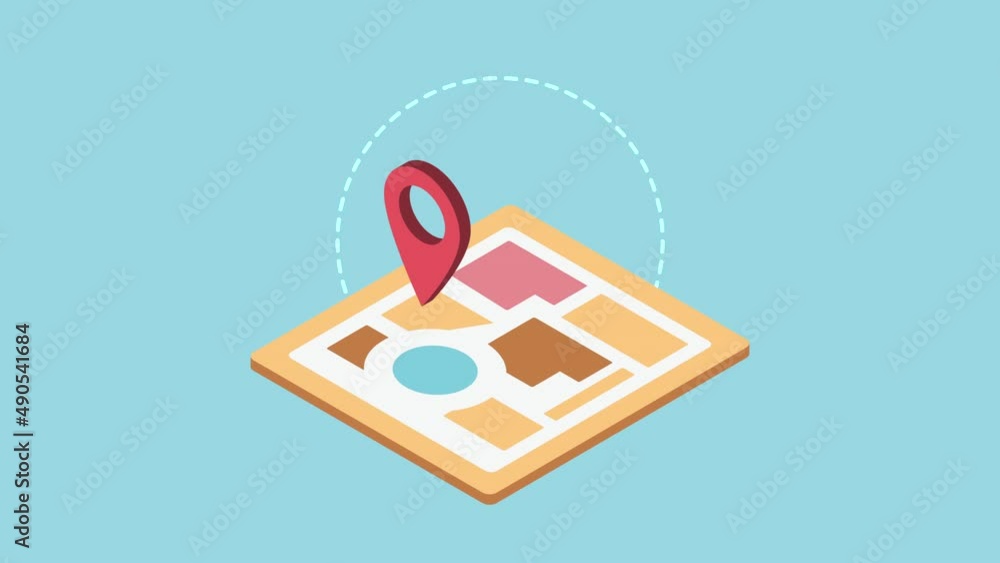 Poster map with pin location animation