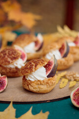 Autumn sweet dessert decorated on a table
