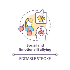 Social and emotional bullying concept icon. Emotional manipulation tactic abstract idea thin line illustration. Isolated outline drawing. Editable stroke. Arial, Myriad Pro-Bold fonts used