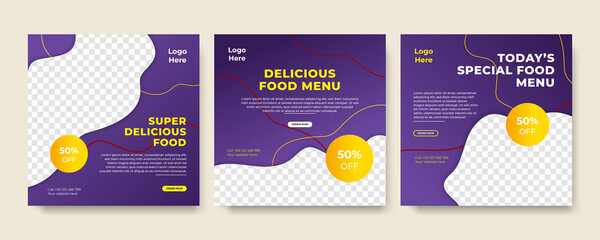 Obraz premium Modern universal social media post template. Web banner, flyer or poster for ads offer sale promotion marketing. Design for travel, business, food menu, fashion, creative digital agency.
