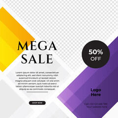 Fototapeta premium Modern universal social media post template. Web banner, flyer or poster for ads offer sale promotion marketing. Design for travel, business, food menu, fashion, creative digital agency.