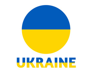Ukraine Emblem Flag With Name National Europe icon Symbol Abstract Vector Illustration