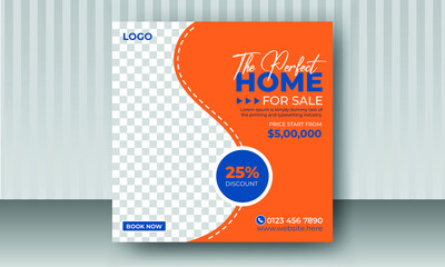 Home Sale Social Media Post Design Vector Template