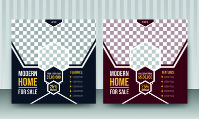 Latest Home Sale Social Media Post Design Vector Template with two color