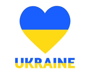 Ukraine Emblem Flag Heart With Name National Europe icon Symbol Abstract Vector Illustration