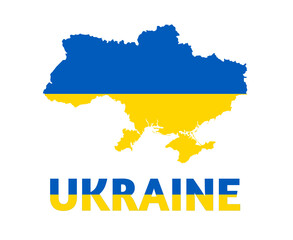 Ukraine Emblem Map Flag With Name National Europe icon Symbol Vector Illustration