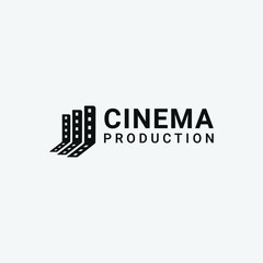 cinema production logo vector design template with simple, flat, and unique styles. silhouette corporate of music studio logo vector design concept inspiration isolated on white background.