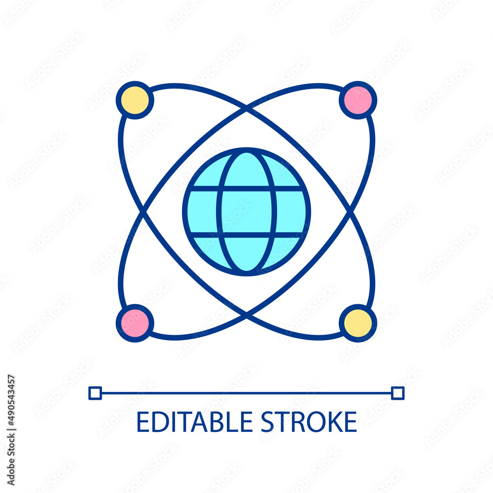 Poster Worldwide web RGB color icon. International internet connection. Access to network. Website and server. Isolated vector illustration. Simple filled line drawing. Editable stroke. Arial font used