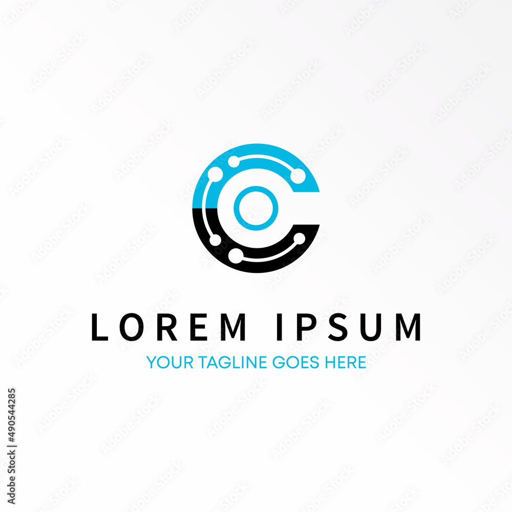 Poster letter or word c or co font with tech image graphic icon logo design abstract concept vector stock. 