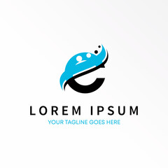 Letter E font with waves and people image graphic icon logo design abstract concept vector stock. Can be used as a symbol related to initial or community