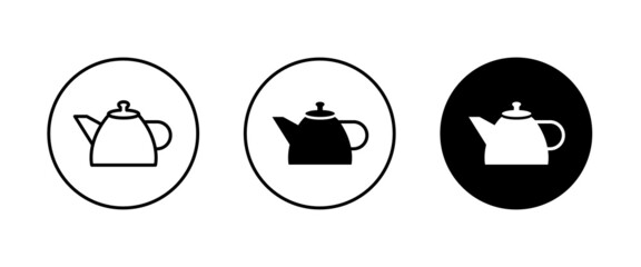 Hot drink sign. Coffee pot icon. Tea glass mug. Tea pot, kettle. Teapot icons button, vector, sign, symbol, logo, illustration, editable stroke, flat design style isolated on white linear pictogram