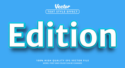 Obraz premium Edition text with glossy blue color style, editable text effect