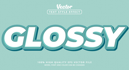Editable text effect, Glossy on layered white and blue color style