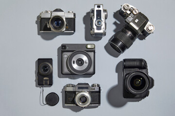 Set of vintage cameras