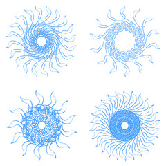 A set of 4 different ornamental elements. Beautiful decorated lace