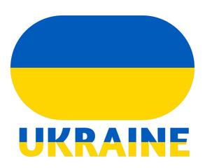 Ukraine Flag Emblem Design With Name National Europe Vector Illustration Design