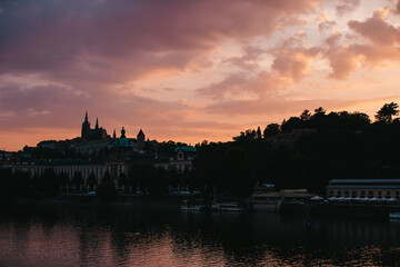 Fototapeta na wymiar View of Prague at sunset
