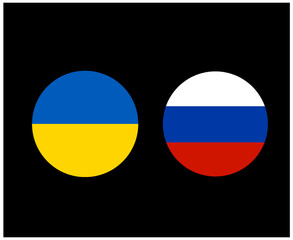 Ukraine And Russia Flags National Europe Emblem Vector