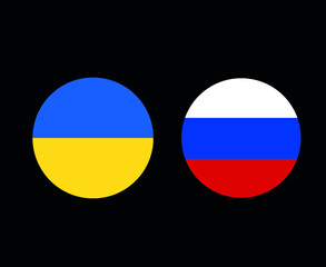 Ukraine And Russia Flags National Europe Emblem Vector