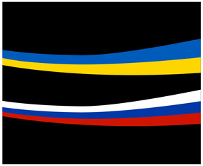 Ukraine And Russia Ribbon Flags Emblem National Europe Vector Abstract