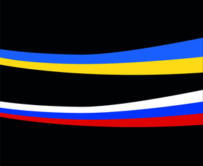 Ukraine And Russia Ribbon Flags Emblem National Europe Vector Abstract