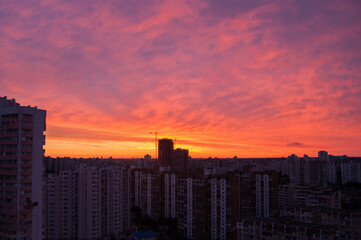 Fototapeta premium Kyiv. Ukraine. Daybreak the sleeping area of the city to war