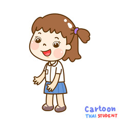 Obraz premium Cartoon Thai Student Character.