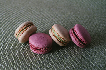 macaroons on wooden table