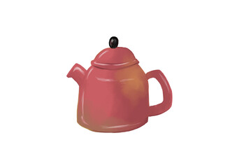 水彩で描いたケトルの主線なしイラスト