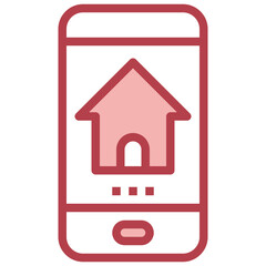 HOME red line icon,linear,outline,graphic,illustration