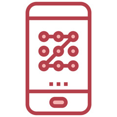 LOCK PATTERN red line icon,linear,outline,graphic,illustration