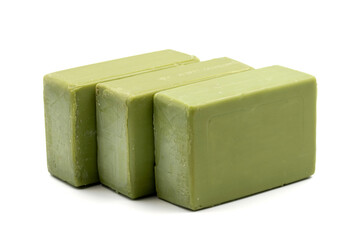 Olive oil soap isolated on white background. Organic soap