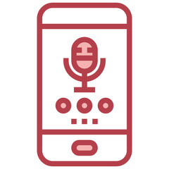 VOICE RECORD red line icon,linear,outline,graphic,illustration