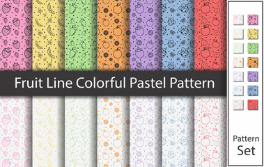 Fruit Line Colorful Pastel Pattern - Vector