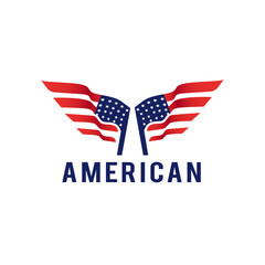 Logo of two western country American flags, country symbol.design illustration