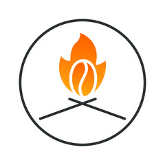 Hot Coffee Logo designs concept, Fire Coffee Bean logo symbol vector illustration