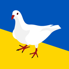 Simplistic vector illustration of a peace dove on ukrainian flag. Support for Ukraine.