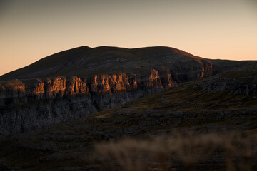 Ordesa valley Mountains at sunset