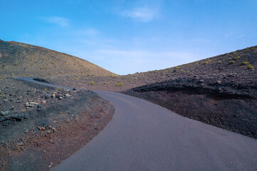 Volcanic landscape of Timanfaya National Park on island Lanzarote