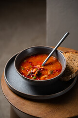 meat soup with tomatoes and vegetables