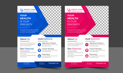 Health care cover template design for a report and medical brochure cover design layout background, two colors scheme, vector template in A4 size