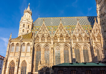 Naklejka premium Roof of Stephen's cathedral on Stephansplatz square in Vienna, Austria