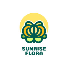 sunrise flora flower nature logo concept design illustration
