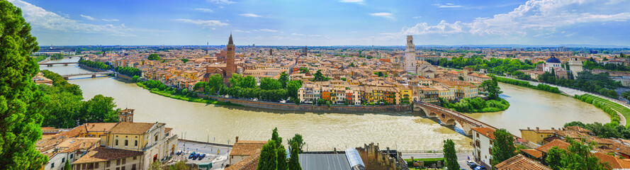 beautiful view on Verona city in Italy on the sunset. Verona is famous city of love in the north of...