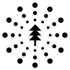 花粉症の白黒アイコン。花粉が飛ぶイメージ。