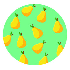The hand-drawn pear sticker is suitable for T-shirts, mugs, backpacks, children's clothing, educational and social networks. vector
