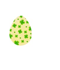 Yellow easter eggs with yellow green four-leaf clover.