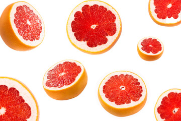 Half grapefruit isolated on white background.