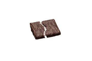 Dark chocolate candies isolated on white background.