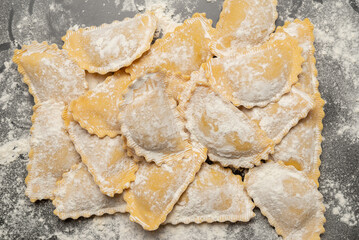 Raw ravioli as background. Healthy italian food.